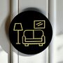 Living Room Door Sign In Matte Black Acrylic With Raised Sofa Design, thumbnail 2 of 2