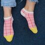 Grid Pink And Leopard Brown Women's Trainer Socks Bundle, thumbnail 2 of 6