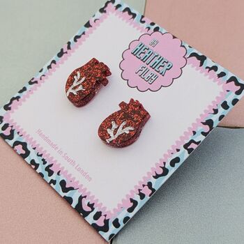 Anatomic Heart Red Glitter Resin Earrings, 4 of 4