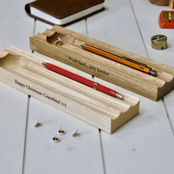 Personalised Wooden Pencil Tray With Storage Dish, 6 of 8