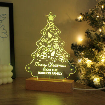 Personalised Christmas Tree Wooden Based LED Christmas Light, 11 of 12