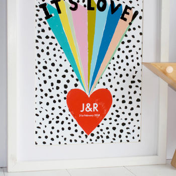 It's Love Personalised Rainbow Wedding Print, 4 of 5