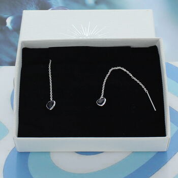 Petite Zircon Heart Threader Earrings, 4 of 4