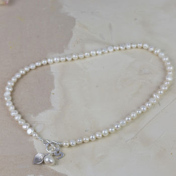 Freshwater Pearl Initial Lily Necklace, 2 of 8