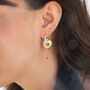 Mixed Metal Puffy Heart Hoop Earrings, thumbnail 5 of 5