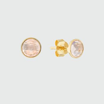 Savanne Gold Plated And Rose Quartz Stud Earrings, 2 of 4