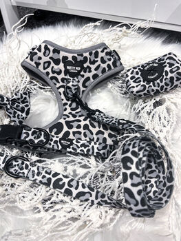 Snow Leopard Print Grey Dog Harness, 10 of 11