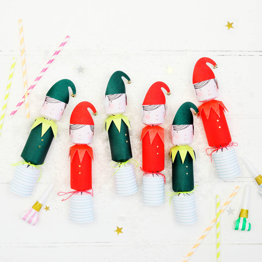 christmas colourful elf crackers by postbox party