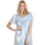 British Made Pale Blue Short Sleeved Satin Nightdress With Lace Detail Ladies Size 8 To 28 UK, thumbnail 1 of 4