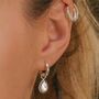 April Birthstone White Topaz Sterling Silver Huggie Hoop Earrings, thumbnail 1 of 12