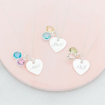Personalised You And Me Heart Birthstone Necklace, 2 of 9