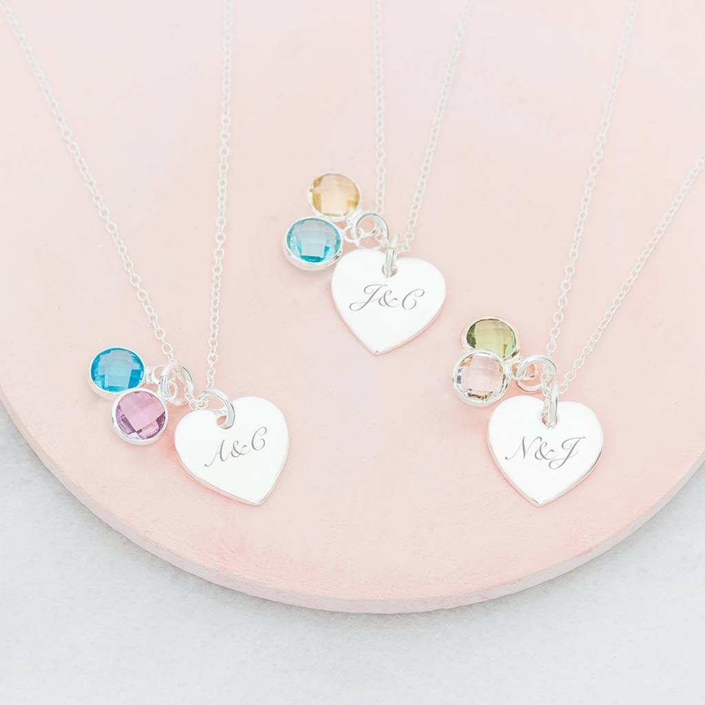 Double heart hot sale birthstone necklace