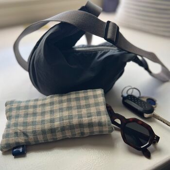 Sea Green Check Linen Glasses Case, 2 of 3