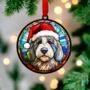 Old English Sheepdog In Santa Hat Suncatcher Decoration, thumbnail 4 of 6