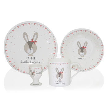 Little Pink Bunny Personalised Childrens Breakfast Set, 3 of 4