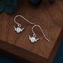 Sterling Silver Dangling Highland Cow Drop Earrings, thumbnail 1 of 11