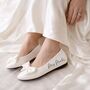Personalised Bridal Prom White Bow Pump Slip On Flats, thumbnail 3 of 6