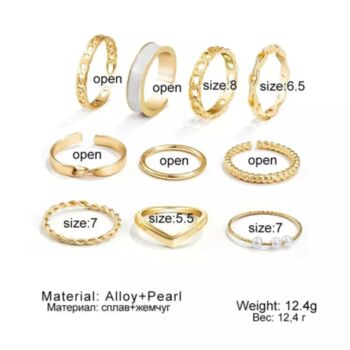 10 Piece Boho Silver Gold Plated Stackable Ring Set, 4 of 5