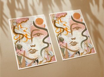 ‘Flora’, Boho Abstract Face Art Print, 6 of 7