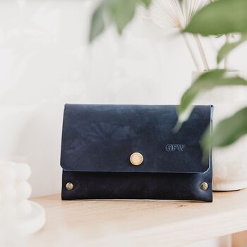 Navy Leather Travel Wallet, 3 of 4