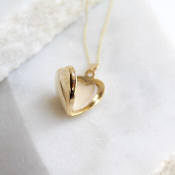 9ct Solid Gold Heart Locket Necklace, 3 of 8