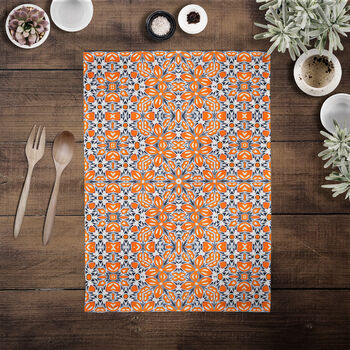 Orange Fox Flower Tea Towel | 100% Cotton | Made In The UK, 2 of 12