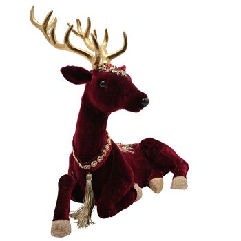 Regal Tidings Red Velvet Christmas Deer Decoration, 3 of 3