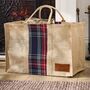 Personalised Natural Jute And Tartan Log Bag, thumbnail 1 of 6