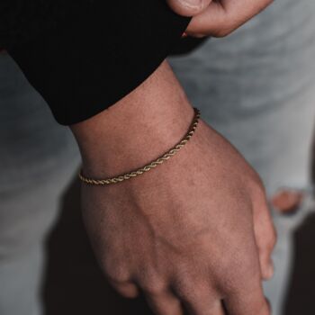 Gold Plated Rope Bracelet Chain Mens Steel Bracelet, 8 of 10