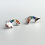 Sterling Silver Crystal Rainbow Stud Earrings, thumbnail 2 of 5