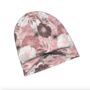 Chemo Headwear Beanie Hat Bandana Grey Pink White Flowers Super Soft, thumbnail 4 of 6