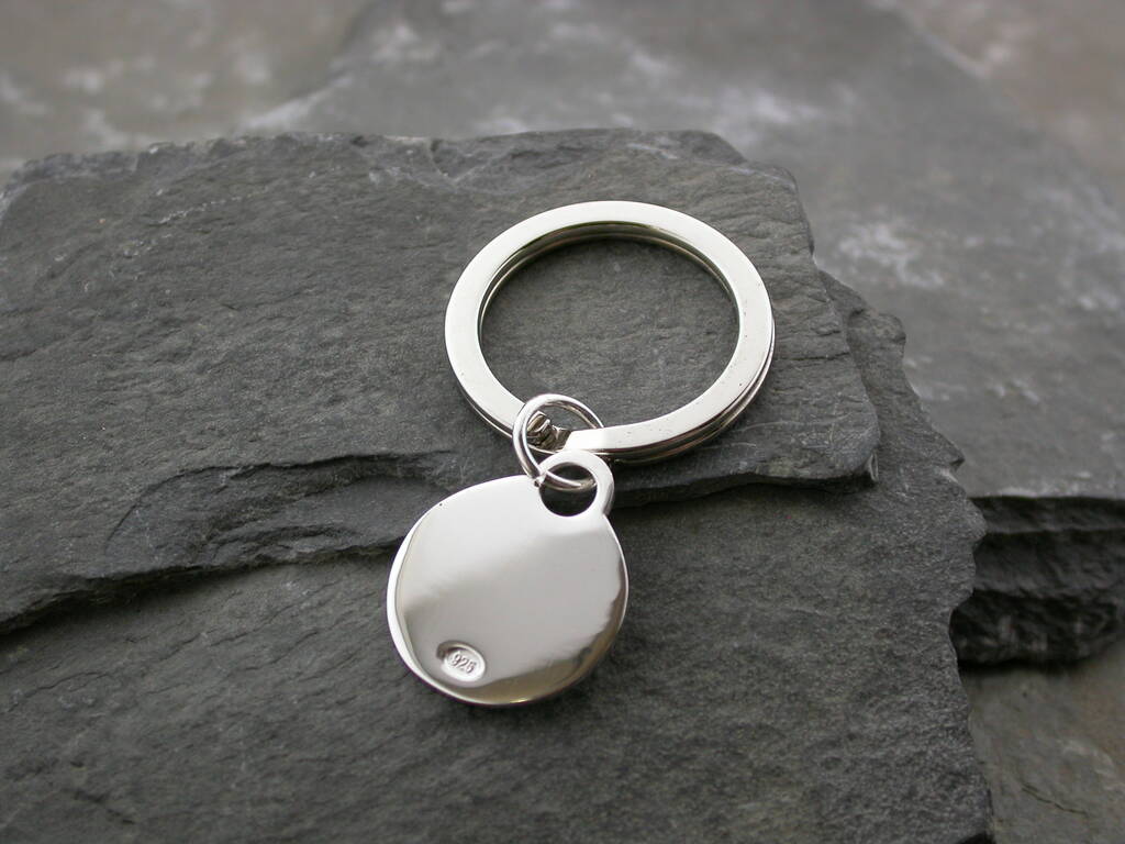 Image of Personalised Sterling Silver Neat Round Keyring