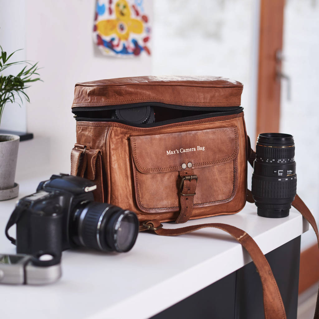 camera leather travel bag