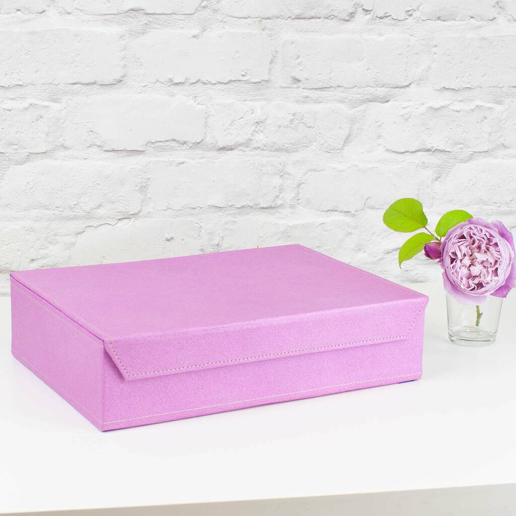 Plain Pink Cotton Paper A4 Storage Box By Heart & Parcel