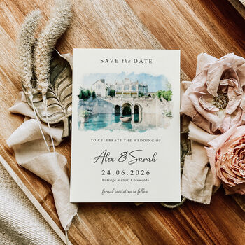 Venue Save The Date Cards, Watercolour Painting Effect, 2 of 6