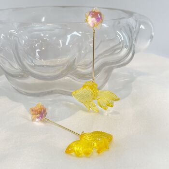 Glimmering Goldfish Earrings, 2 of 5