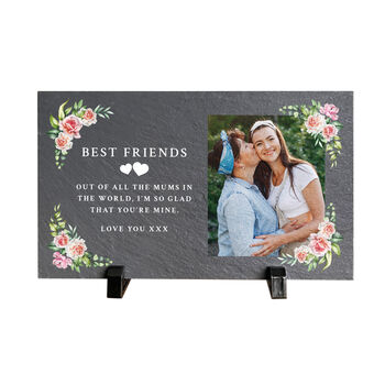 Personalised Any Message Pink Floral Decorative Slate With Stand 25 X 15cm, 4 of 5