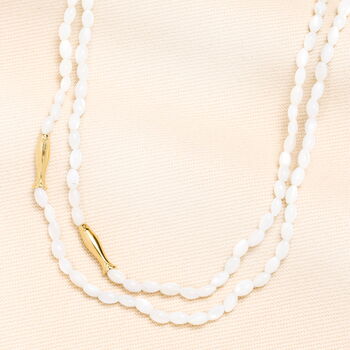 Oval Pearl Beaded Double Layer Fish Necklace, 3 of 7