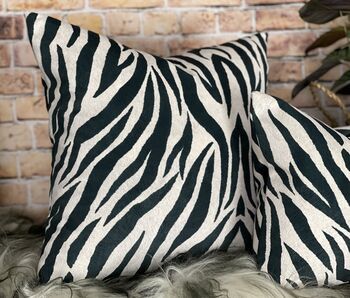 Velvet Zebra Print Cushion, 6 of 12