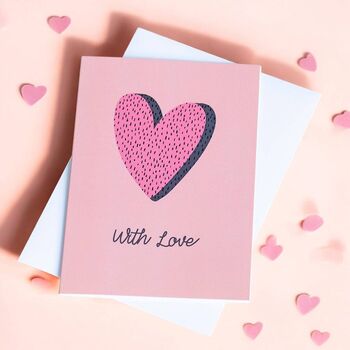 With Love Pink Heart Greeting Card, 2 of 2
