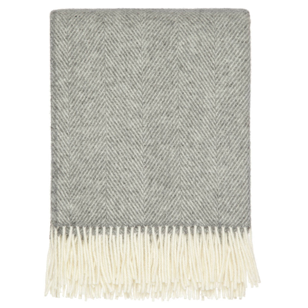 light grey herringbone throw by dreamwool blanket co