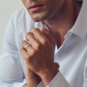 Classic 9ct White Gold D Shape Wedding Band Ring 5mm, 2 of 5