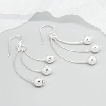 Sterling Silver Dangly Feathered Drop Earrings, 2 of 4
