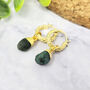 Raw Birthstone Huggie Hoops Gold Plated Earrings, thumbnail 1 of 5