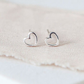Tiny Sterling Silver Heart Stud Earrings, 4 of 11