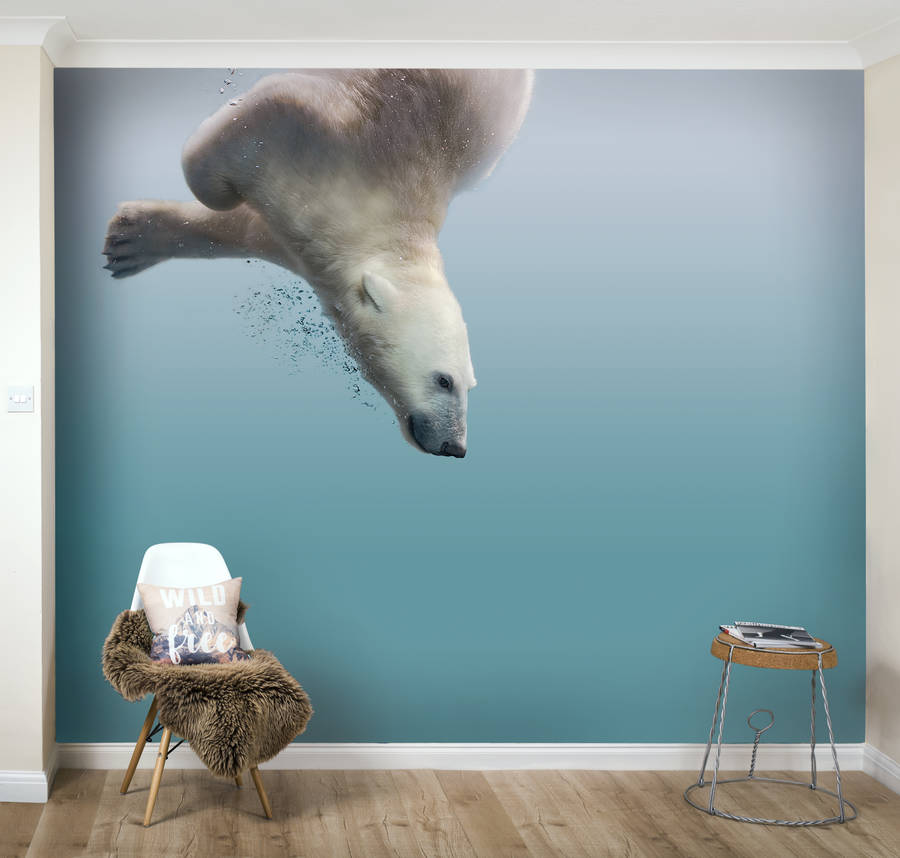 Arctic Polar Bear Self Adhesive Wallpaper Mural, 1 of 4