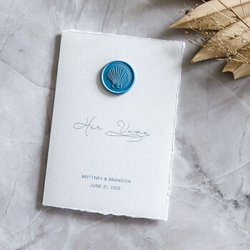 Beach Shell Wedding Vow Books With Wax Seal, 3 of 10