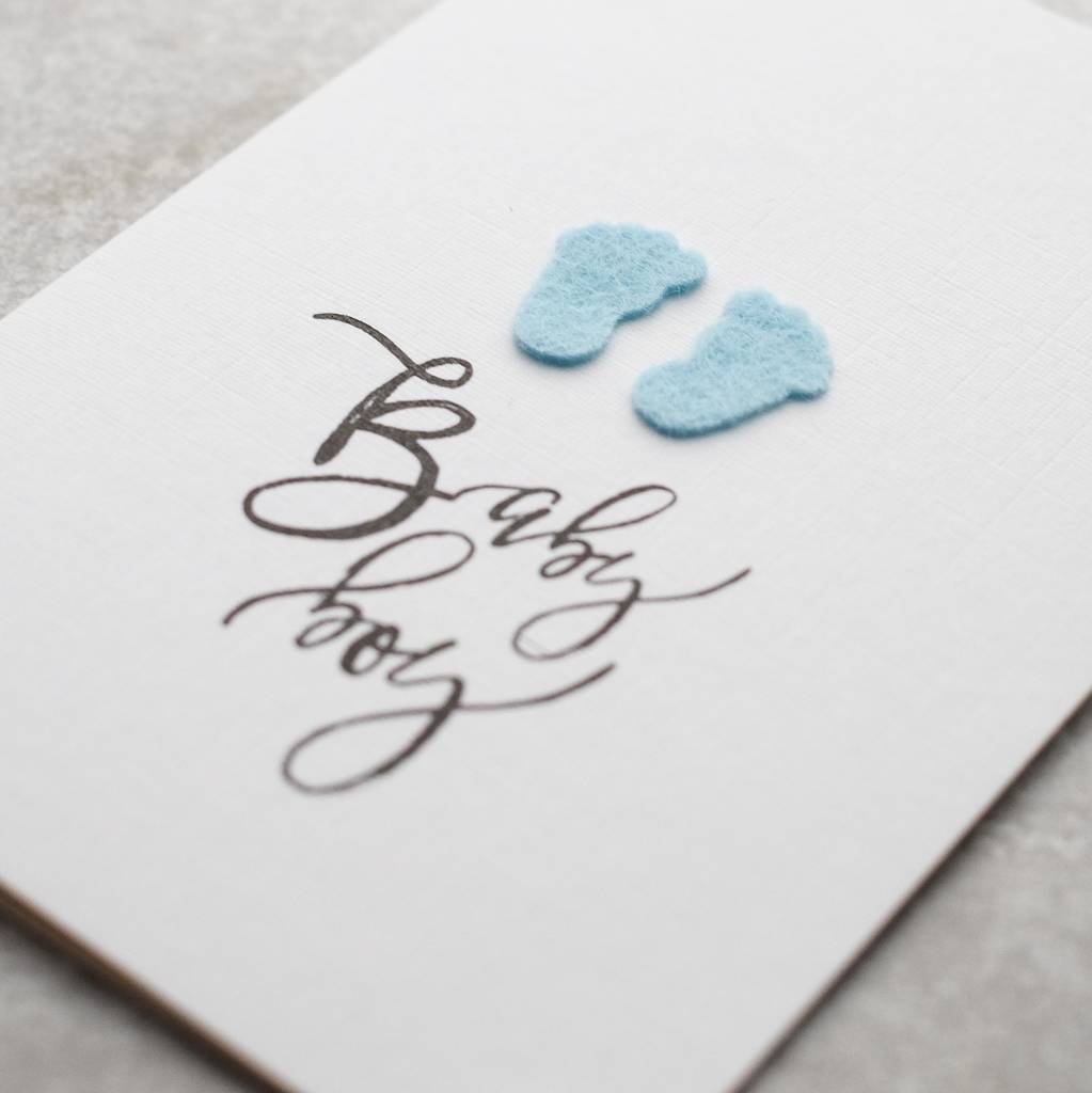 new baby boy card with felt footprints by hello geronimo
