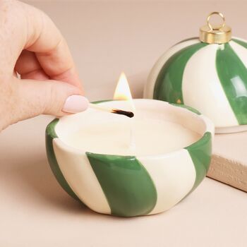 Candy Cane Stripe Bauble Candle, 7 of 9