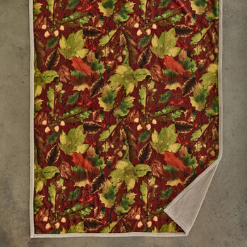 Winter Leaves Rust Sherpa Reverse Throw 130 X 170cm, 2 of 3